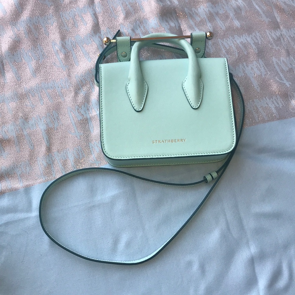 Strathberry baby blue mini purse w/ silver detail - Picture 5 of 10